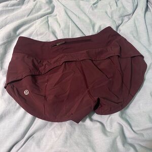 Maroon Lululemon size 2 length 2.5 speed up shorts